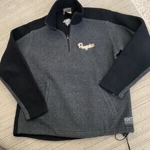 Roots Athletics 1/4 Zip Pullover Mens Medium Fleece Black Gray PITT NHL Licensed